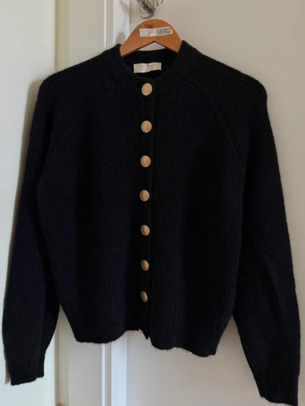 Sezane Othello Cardigan Black with Gold Buttons XS